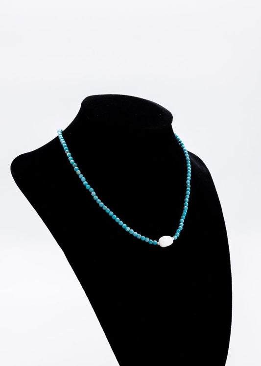 Chinese Turquoise Necklace Small Pearl