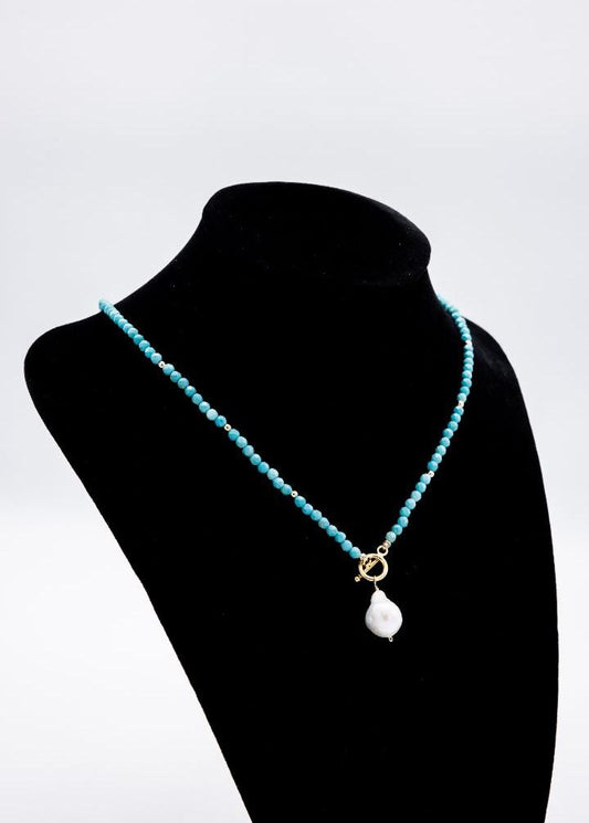 Chinese Turquoise Necklace Baroque Pearl