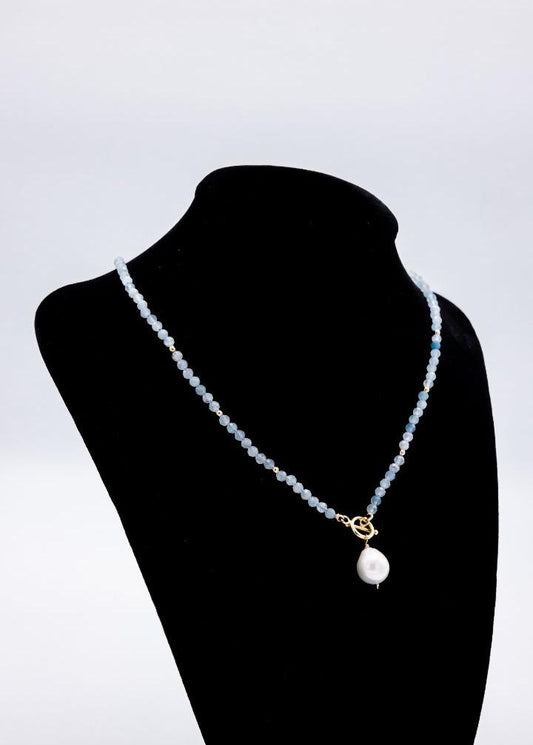 Aquamarine Necklace Baroque Pearl