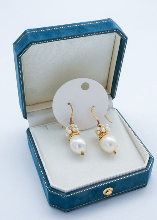 Medium Baroque Pearl Earrings With Micro Pearls